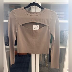 Zara Dark Beige Long Sleeve Top-Size Small
